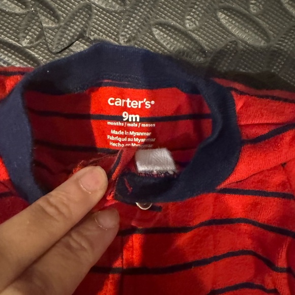 Carter's • Red and Navy Striped Footie Pajamas or sleeper - Picture 3 of 4